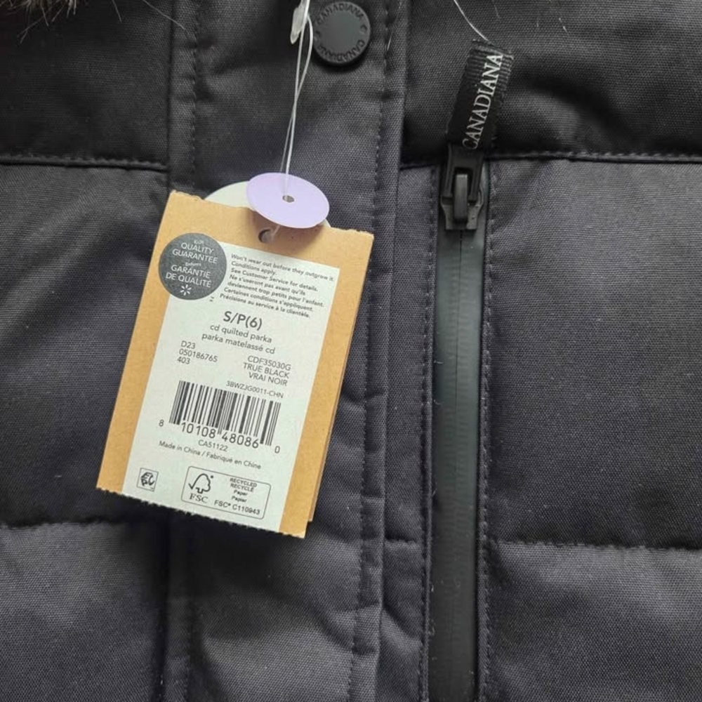 Black Hooded Puffer Coat with Faux Fur Trim - Picture 2 of 3